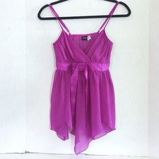 Frederick's Of Hollywood Purple Semi Sheer Shorty Nightgown With Bow Size M