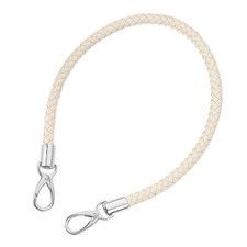 60cm Short Leather PU Braided Purse Replacement Handle Beige Silver