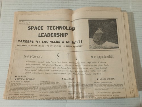Los Angeles Times August 9 1964 Space Technology Leadership Careers Classified