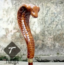 Hand craved cobra handle wooden walking cane cobra walking stick best GF