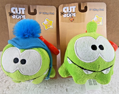 Cut The Rope Om Nom 3'' ''NO Talking Keychain'' Plush 2X Vivid Green EU NOS NEW