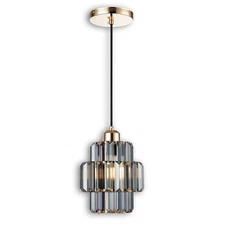Modern Crystal Chandelier, 6"x7" Classic Crafted Pendant Light, Glass & Metal...