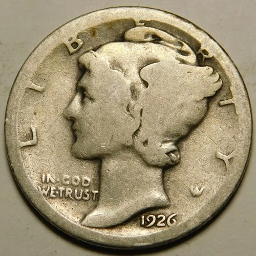 1926 S Mercury Dime 90% Silver G-VG  "Actual Coin Pictured - Not Cleaned"