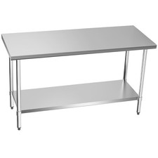 NSF Certified Stainless Steel Table with Adjustable Undershelf, 24" x 60" Tab...