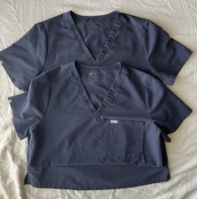 FIGS Catarina One Pocket Scrub Top Bundle Women s Large Blue Gray V-Neck FW1000