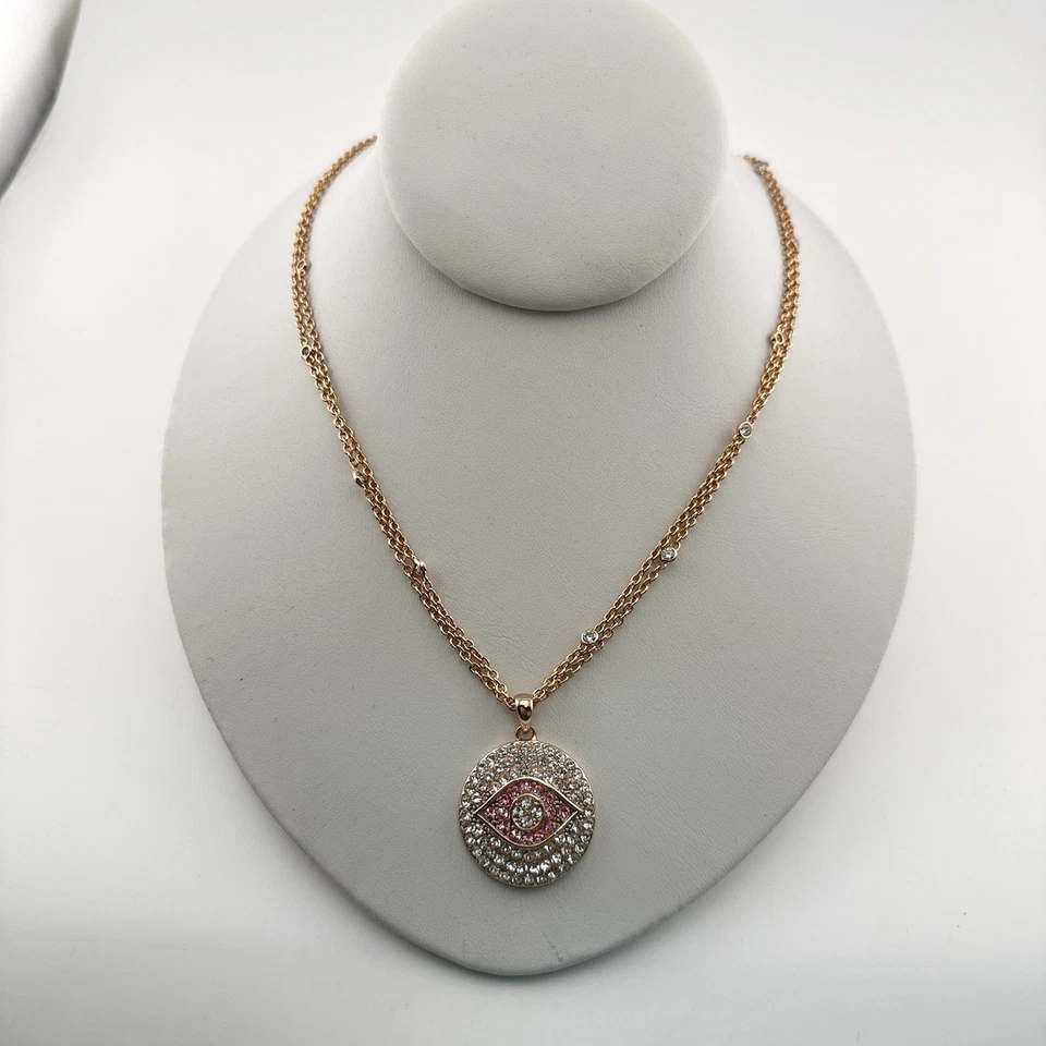 Ожерелье Joan Boyce талисман сглаз ангельский глаз розовое золото со стразами ободок - Изображение 2 из 4