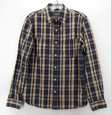 LL Bean Shirt Men Small Blue Signature Plaid Button Up Slim Fit Classic Pockets