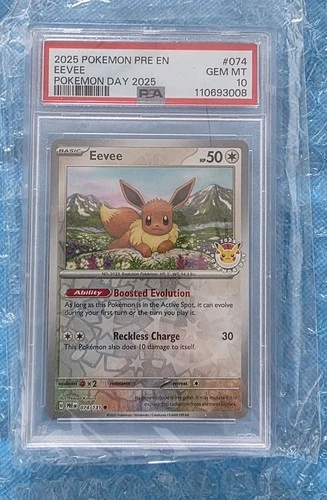 Eevee Pokemon Day Stamp Prismatic Evolutions 074/131 PSA 10 Gem Mint TCG