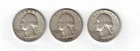 3 Washington Quarters 1954P  1956P  1959P      90% Silver
