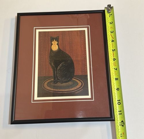 Framed Art Print of Black and White Cat Kitten Feline by Warren Kimble Folk Art - Picture 6 of 9