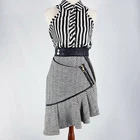 Three Floor Womens Size UK/AU 6 XXS Black White Dress Zip Flared Skirt New Tags