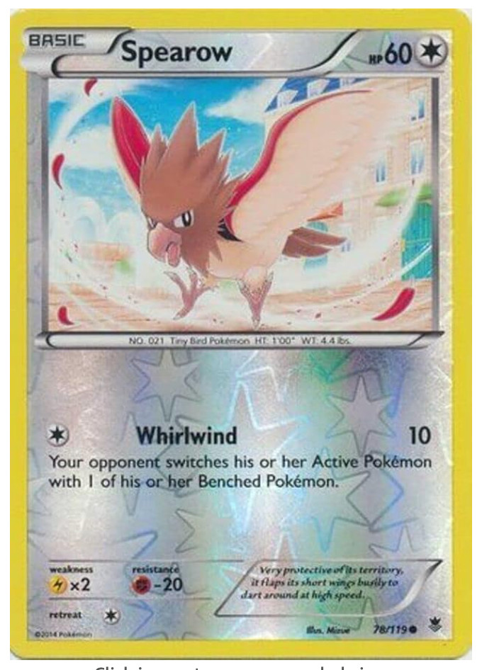 Pokemon - Spearow - 78/119 - XY Phantom Forces - Reverse holo - NM/M - NEW