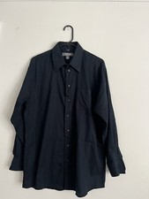 Kenneth Cole Reaction Button Up Shirt Mens Large 16 1/2 32-33 Black Long Sleeve