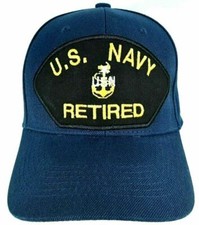 US NAVY Retired Patch Hat Baseball Cap Adjustable Navy Blue