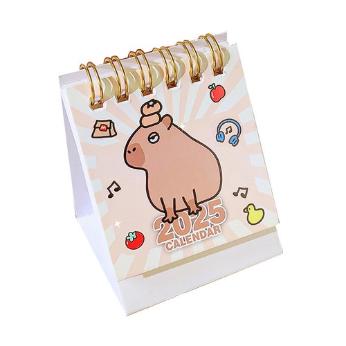 Random 1 2025 Capybara Mini Calendar Desk Ornament Coil Calendar Plan Book Gifts - Picture 4 of 8