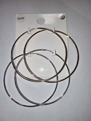 Neu mit Etikett! FOREVER 21 Silber Gold 3" Creolen 2er Pack - Bild 1 von 3