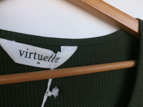 Taking Shape Dress 22 Womens Green Tiered Ribbed Puff Sleeve Boho Pockets - Picture 2 of 9