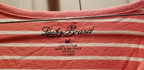 ❤❤ LUCKY BRAND Top de algodón con puños manga larga bolsillo a rayas - Imagen 2 de 8