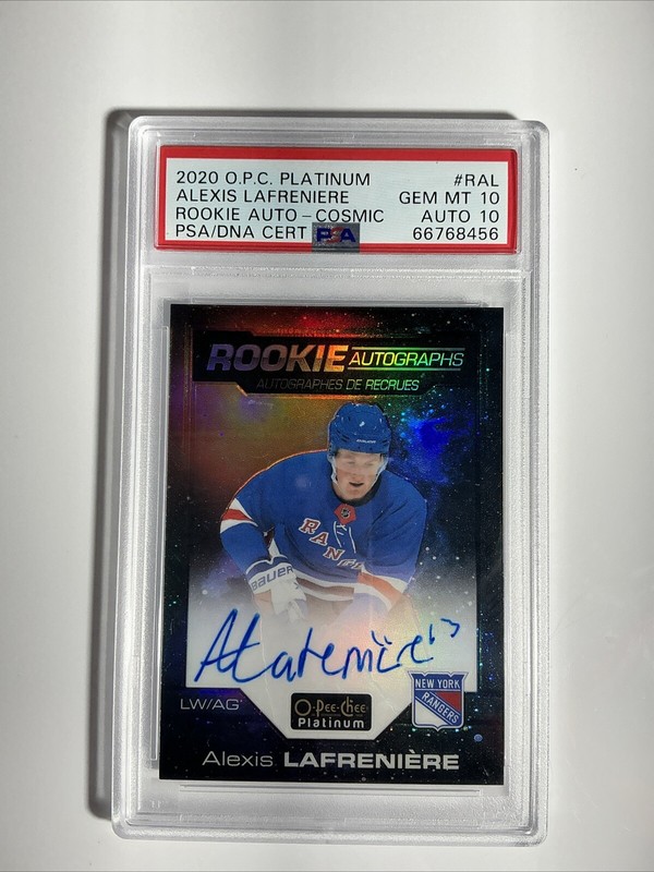 2020 O-Pee-Chee Alexis Lafreniere Platinum Rookie Auto 10 PSA 10 Cosmic 14/75