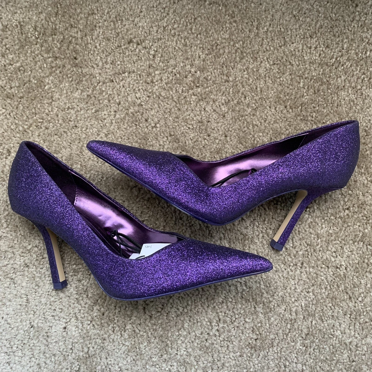 New Zara Purple Glitter High Heel Shoes 1207 910 Size 9