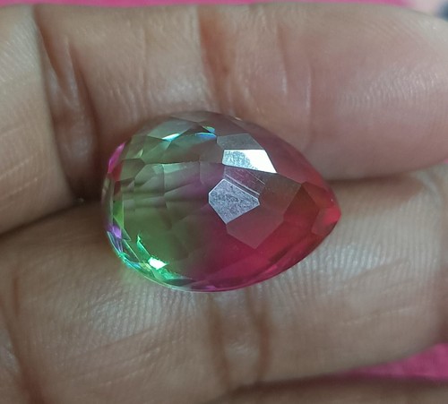 19.90 CT Wonderful Multi-color Pear Cut Shape Doublet Tourmaline Loose Gemstones - Picture 5 of 6