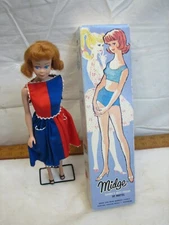 Vintage 1962 Midge Teen Age Fashion Barbie Best Friend Doll Box Stand Titan 860