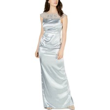 Adrianna Papell Womens Satin Embellished Evening Dress Gown 10P