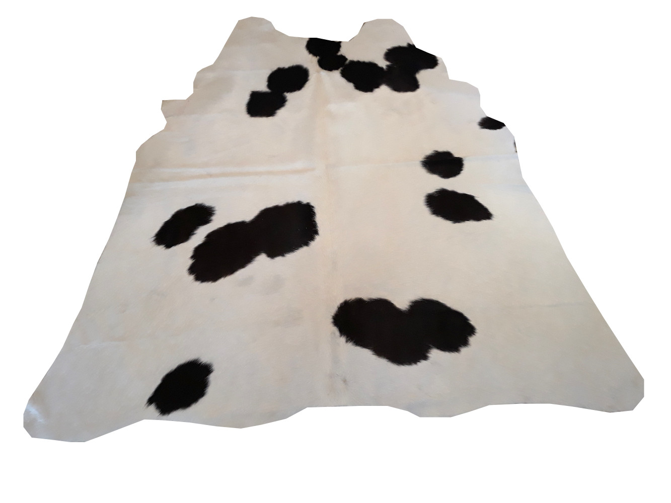 Tapis Peau de Vache Luxe Noir et Blanc 159x146 cm en Cuir Véritable pour Salon Chic