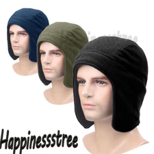 Mens Womens Warm Fleece Beanie Earflap Hat Outdoor Winter Hunting Windproof Cap