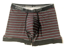 New 2(X)IST Blk Wht Red Stripe Cotton Boxer Brief Underwear sz M #238 2xist