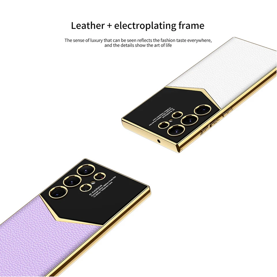 Shockproof Leather Electroplated Phone Case Cover For Samsung Galaxy S24 Ultra - Image 3 of 4