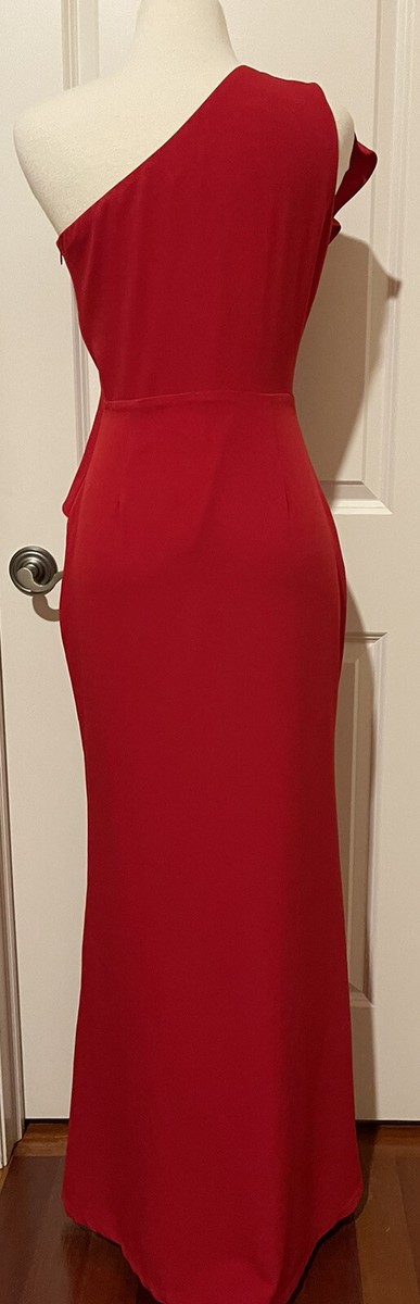 Badgley Mischka Belle Red One Shoulder Dress/ Gown Sz~8~ Beautiful | eBay
