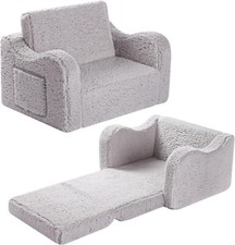 MOMCAYWEX Kids Extra Wide Chairs for Toddler, 2-In-1 Toddler Soft Sherpa Couch F