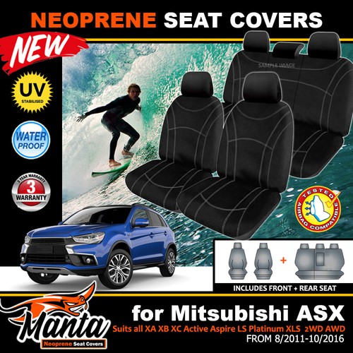 Manta Black Neoprene Seat Covers Mitsubishi ASX XA XB XC LS 2ROWs 8/