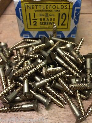 20 x NETTLEFOLDS 3/" x 10 BRASS COUNTERSUNK SCREWS GKN SLOTTED RESTORATION NOS