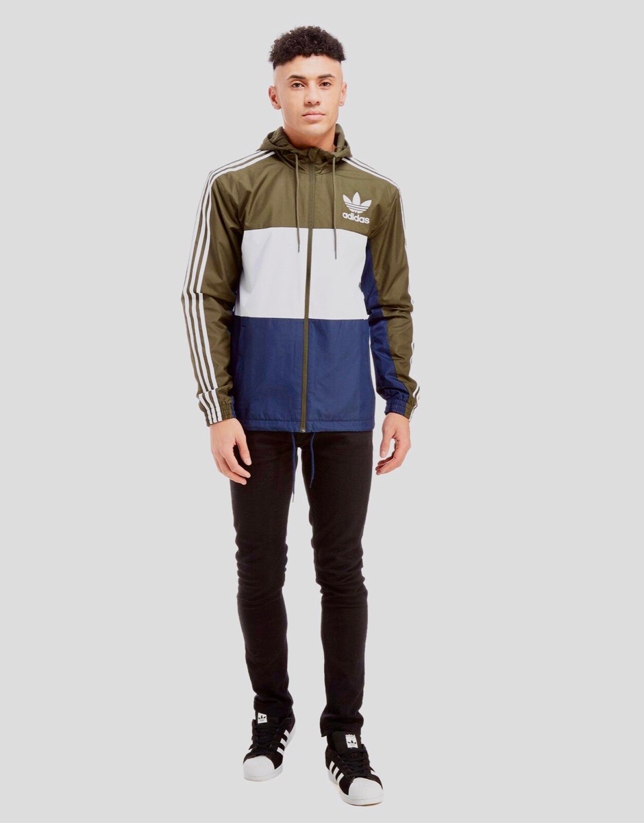 Rare Adidas Originals Jacket Windbreaker Glanz Black Blue