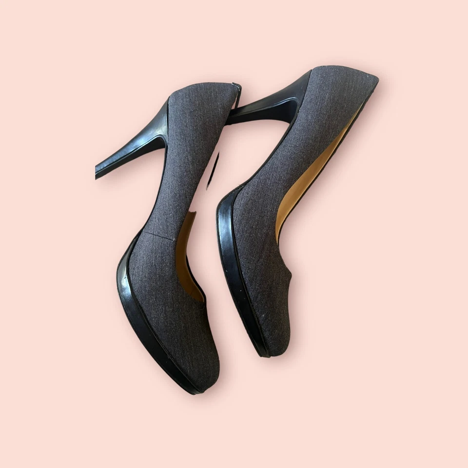 Tacones de plataforma de tela espiga negro/blanco Nine West "Wise up" para mujer talla 9 Foto 4 de 4