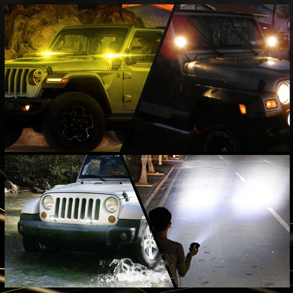 2X 3inch LED Work Light Bar Cube Pods Offroad Driving Fog Lamp Spot Amber White - Image 3 of 4
