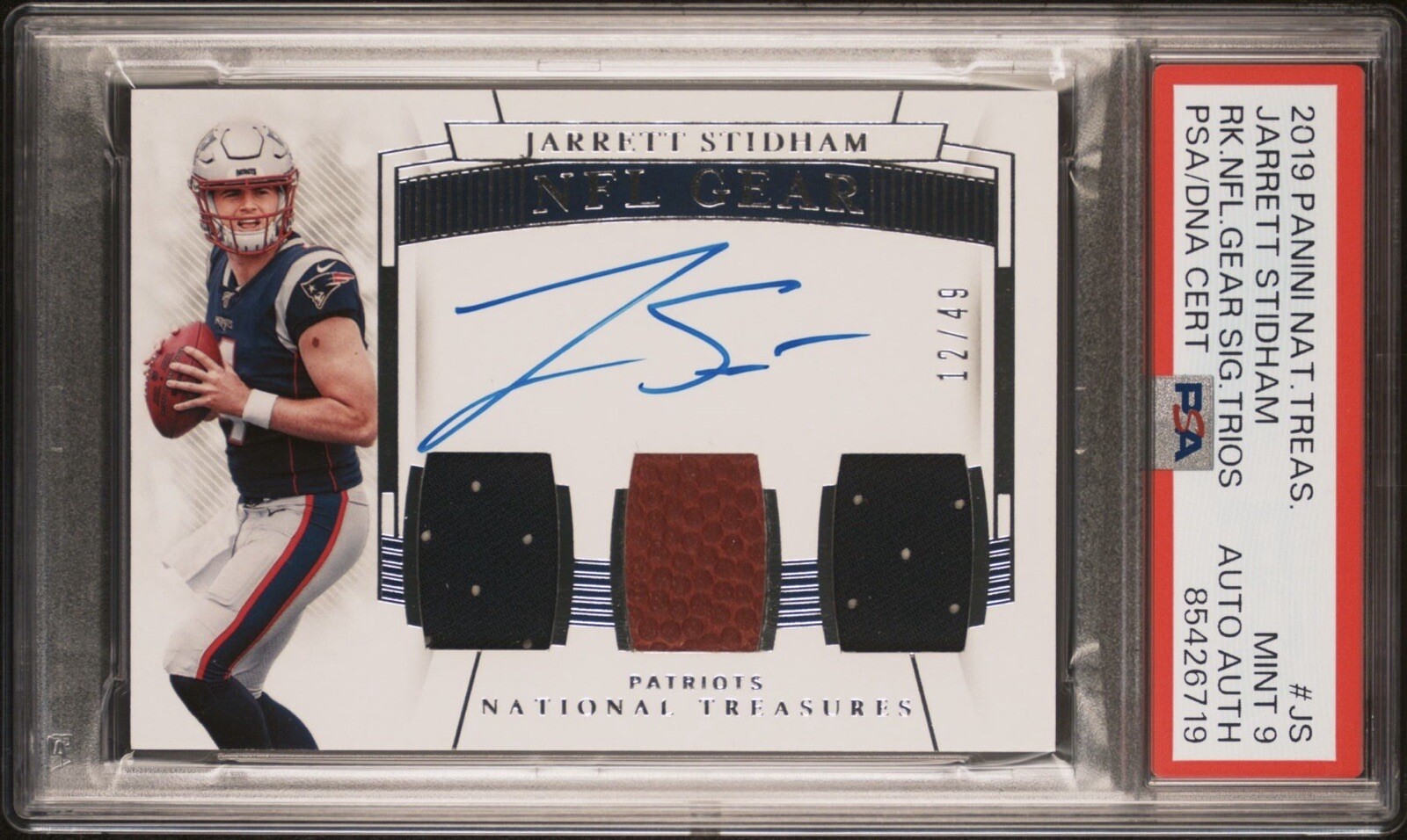 Jarrett Stidham Panini National Treasures Rookie NFL Gear Signature Trios #JS Base