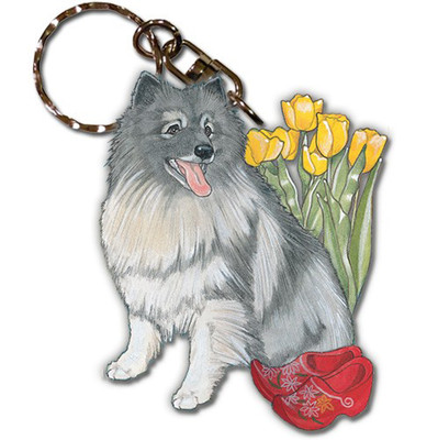 Keeshond Wooden Keychain