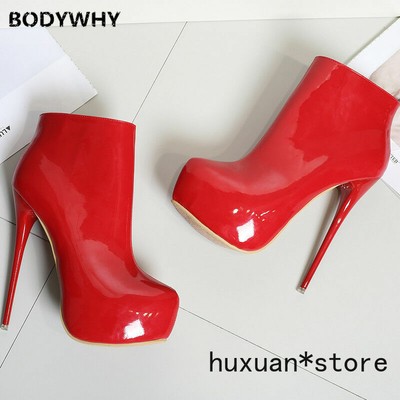 red platform booties