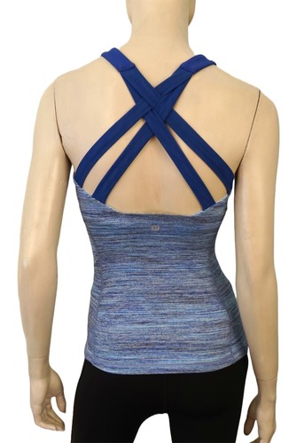 LULULEMON sz 2 Enhearten Tank Space Dye Caspian Sapphire Blue Top Shelf Bra MINT - Picture 2 of 8