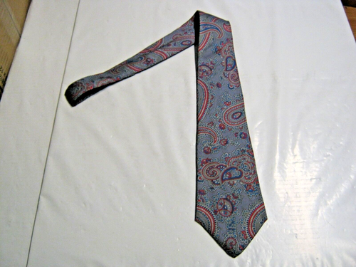 Oliver Hunt SILK Tie Necktie 58 x 3.75 gray red blue 14926 - Picture 3 of 4