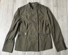 Rjr John Rocha Women’s Khaki Cotton Military Jacket Size Uk 14