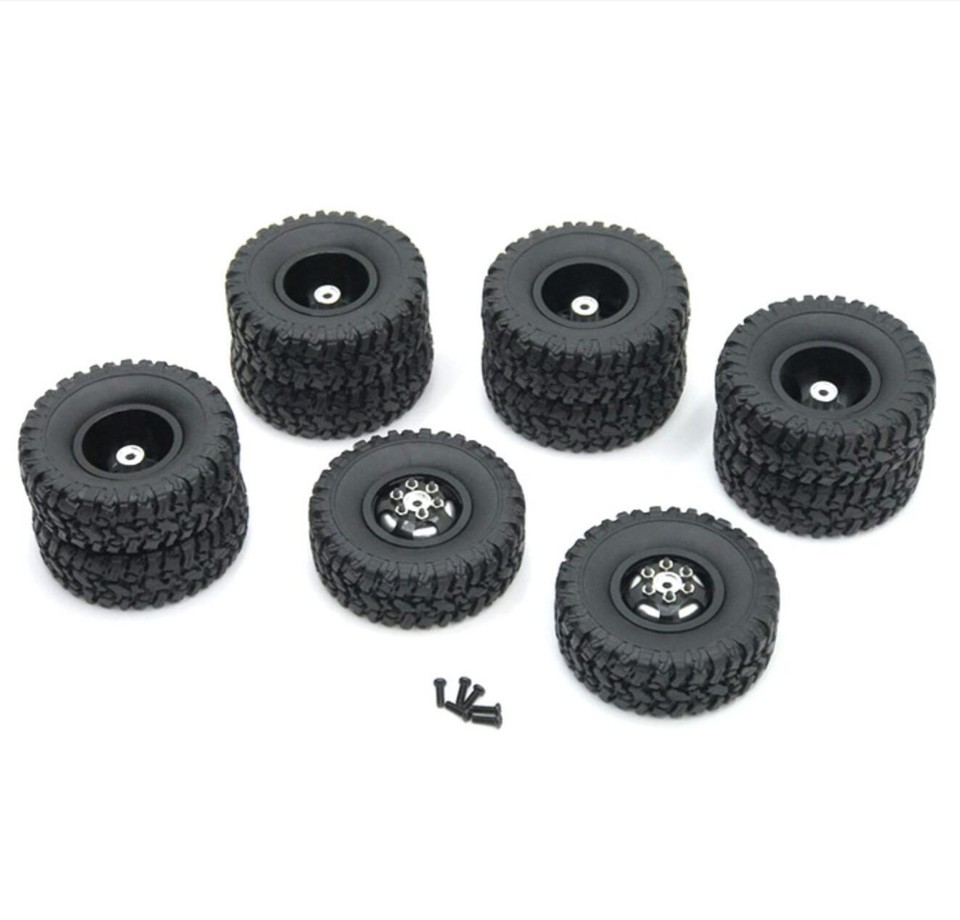 4 Pneus En Caoutchouc Pour Voiture RC WPL B16, B14, B36, Q61, MN66 - Dimensions 72x72x24 Mm