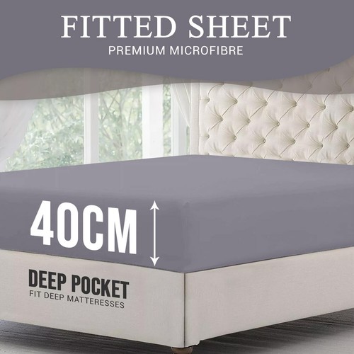 Extra Deep Fitted Sheet 40cm Bed Sheets Single Double King & Super King Size UK - Picture 15 of 61