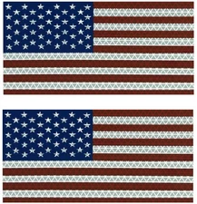 Two American Flags Made of Retro-Reflective Tape 3-3/4" x 6-1/2" Made in USA