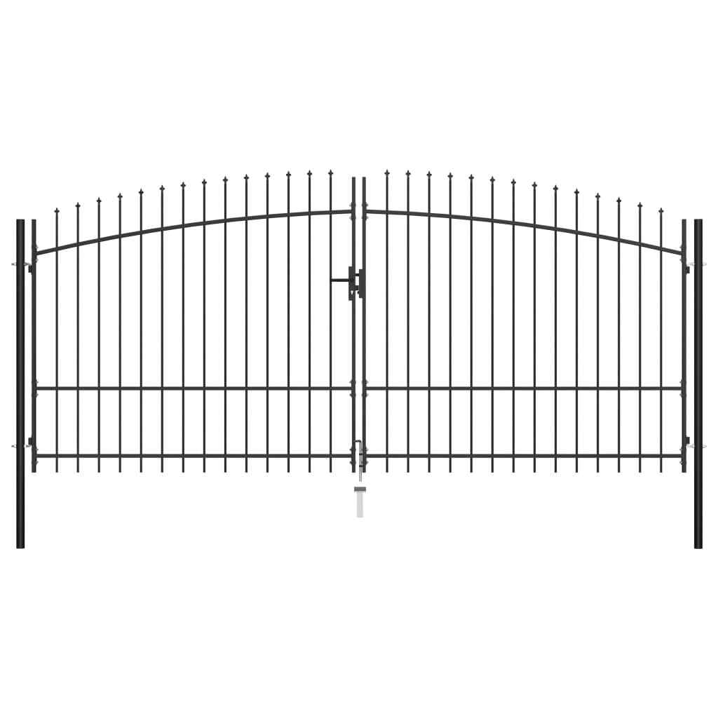 vidaXL Double Door Fence Gate with Spear Top 400x225 cm