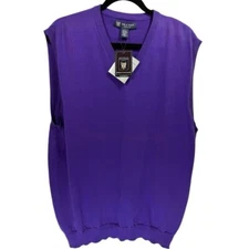 NWT Oxford Men's Pima Cotton Golf Sweater Vest Purple Size Large Preppy Academia