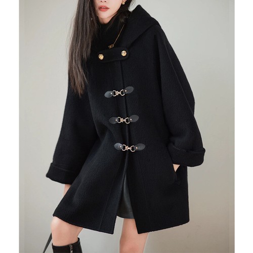 Fall Winter Fashion Hooded Wool Blend Parka Loose Mid Length Parka Jackets - Picture 26 of 26